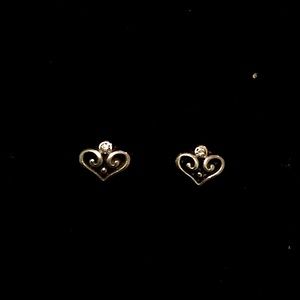 Brighton silver tone heart stud earrings